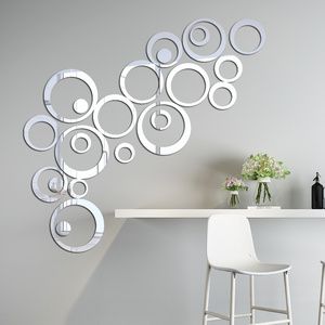 24pcs Ring Acrylic Three-dimensional Mirror Wall Stickers Living Room Bedroom TV Background Wall Circle Home Decoration