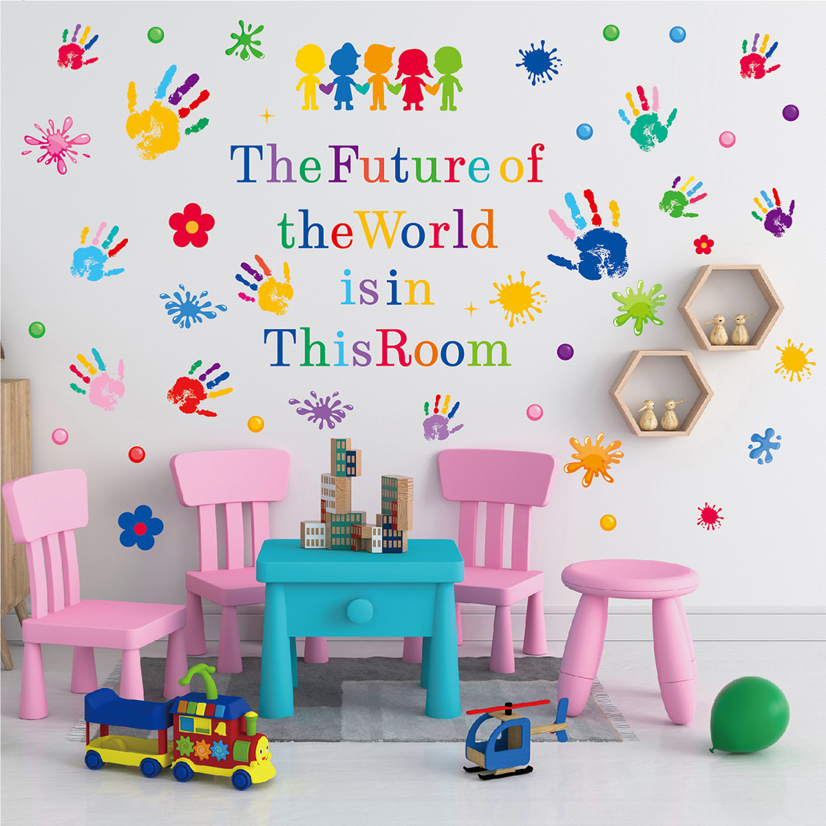 Colorful Inspirational Quotes Wall Decals Vinyl Handprint Wall Motivational Sticker for Classroom School Kids Playroom Nursery