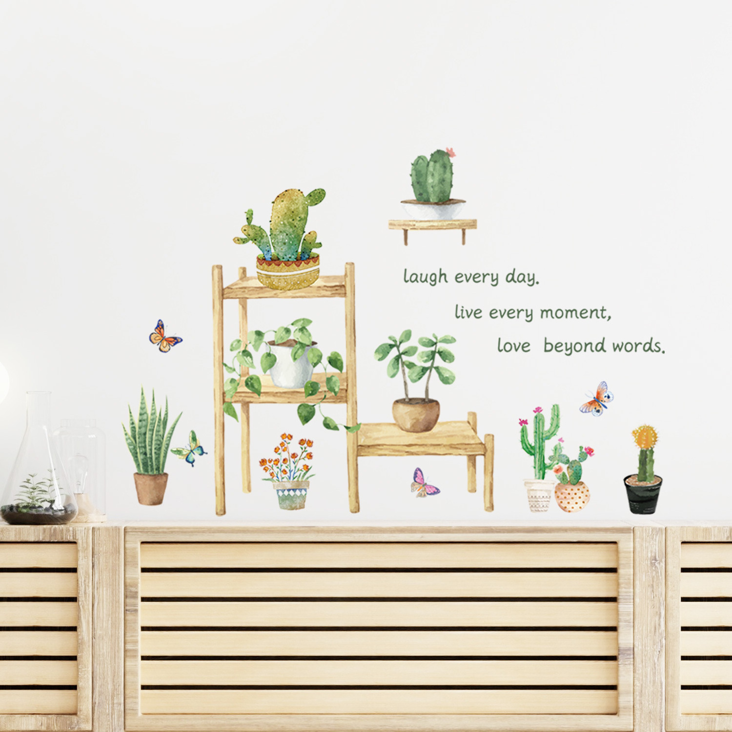 Potted Cactus Wall Sticker Bedroom Living Room TV Sofa Background Decoration Art Decals Home Removable Self Adhesive Stickers