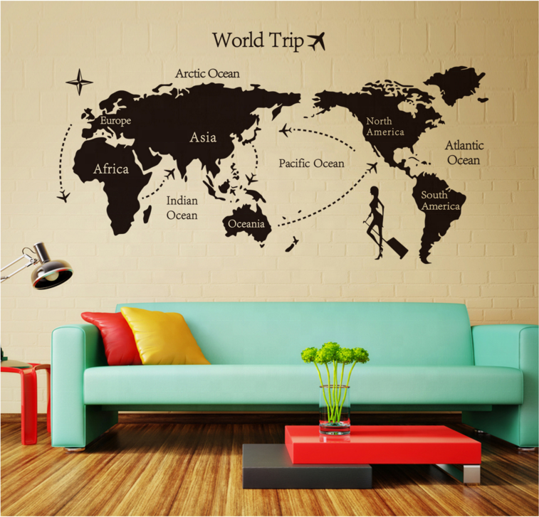 Wholesale Removable Home decor diy world trip map pvc my world wall sticker