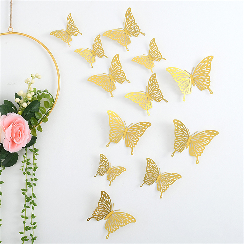 Popular Hollow Butterfly 3D Hollow Metal Butterfly Wall Decoration Home Living Room Three-dimensional Butterfly Decoration