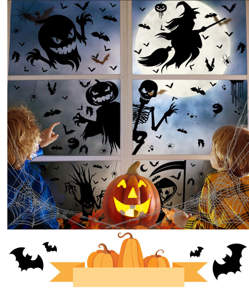 Halloween Window Stickers Removable Bat Ghost Pumpkin Wall Decal Halloween Party Decoration for House Horror Props