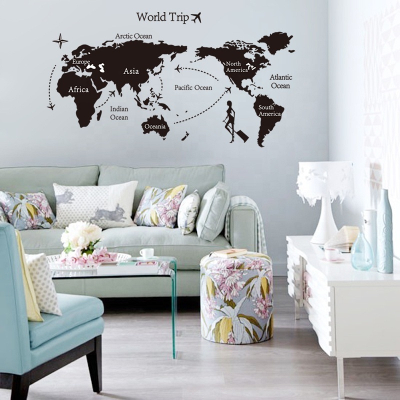 Wholesale Removable Home decor diy world trip map pvc my world wall sticker