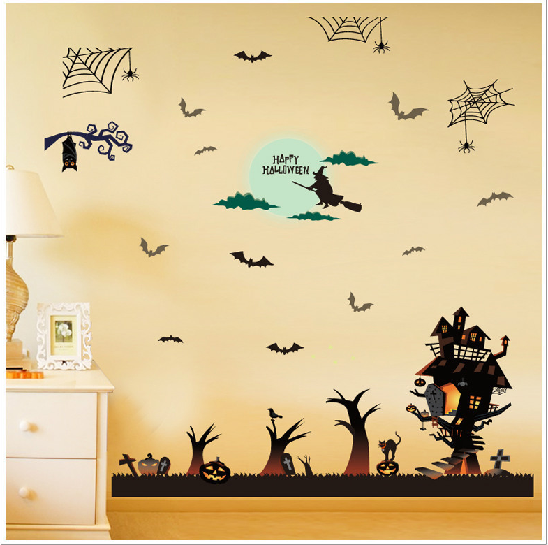 NEW Carnival Party Decorative Sticker Spooky Bat Pumpkin For Home Window Decor Halloween Cute Stickers