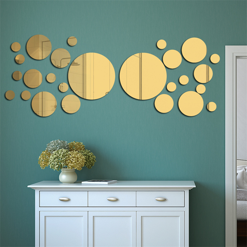 26pc/sets Removable Acrylic Mirror Setting Wall Sticker Decal for Home Living Room Bedroom Decor Custom