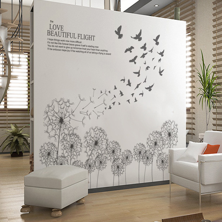 Dandelion Wall Stickers Home Decoration Room Decor DIY Vinyl Wall Decals for Bedroom TV Sofa Background Wallpapers