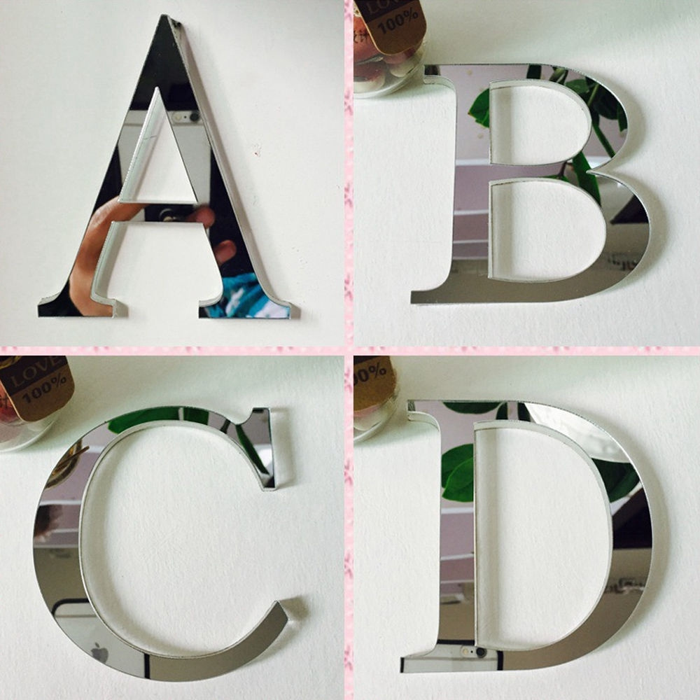 3D Acrylic Letters Mirror Stickers Decals On Wall Home Art Craft Decoration