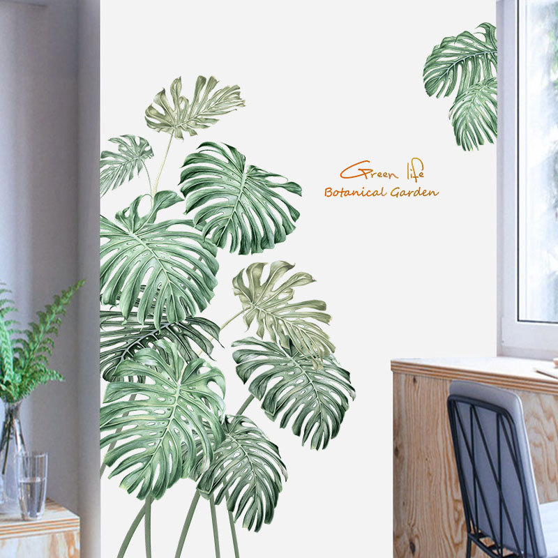 Green Leaves Wall Stickers for Bedroom Living Room Dining Room Kitchen Kids Room DIY Vinyl Wall Decals Door Murals Home Decor