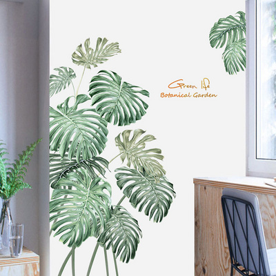 Green Leaves Wall Stickers for Bedroom Living Room Dining Room Kitchen Kids Room DIY Vinyl Wall Decals Door Murals Home Decor