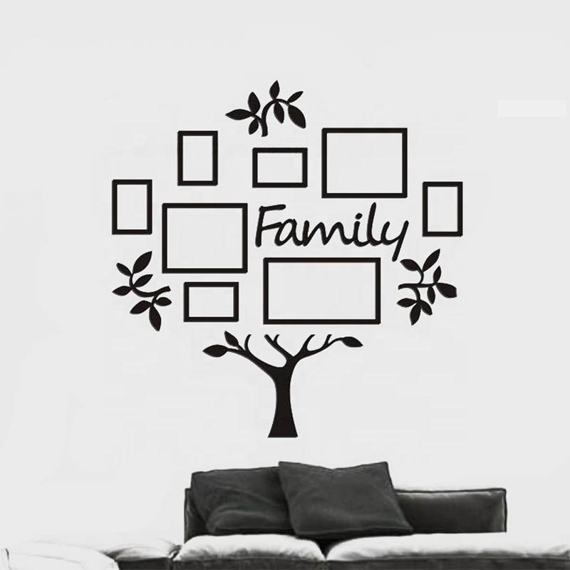 Modern Home Decor Black Photo Frame Tree Wall Stickers Family Tree Wall Decal Wallpaper For Living Room Dining Room Background