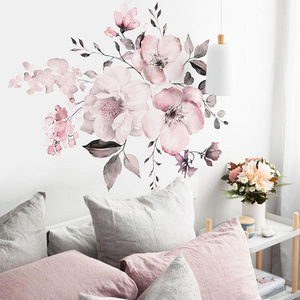 Water powder Pink White Peony Flowers Wall Stickers for Kids Room Living Room Bedroom Home Decorative Wall Decal