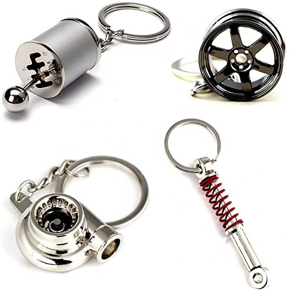 Custom Logo Automotive Car Parts Set Keychain PistonDisc Brake Rotor Turbo Metal Keychain for Promotion Gift