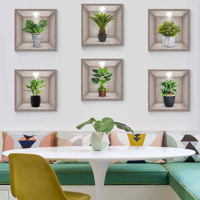 Removable Green Potted Plants Flowers Wall Stickers Bedroom Living Room Decoration Mural Decals Plants Wall Paper Home Decor