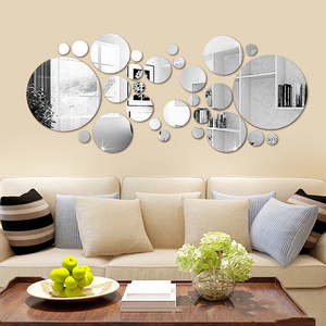 Big Round 3D Mirror Wall Sticker 15cm 30cm 40cm DIY TV Background Living Room Stickers Wall Decor for Bedroom Home Decoration