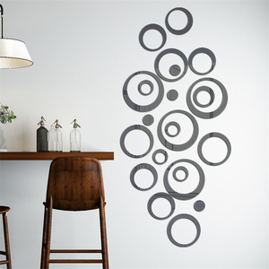 24pcs/set Round Circle Polka Dots Home Decor Acrylic Mirror Wall Sticker Art Mural For Living Room Bedroom Decoration