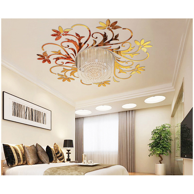 3D  Acrylic Mirror Sticker Wall Stickers For Living Room Decoration DIY Modern Wall Art Mirror Decals Mural Ceiling Decoration