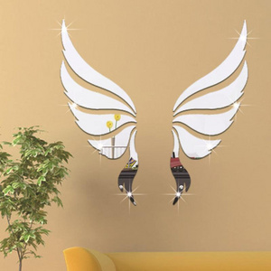 Acrylic Mirror 3D Wall Stickers Angel Wings Wall Sticker Decal DIY Art Home Decoration Stickers for Bedroom Living Room