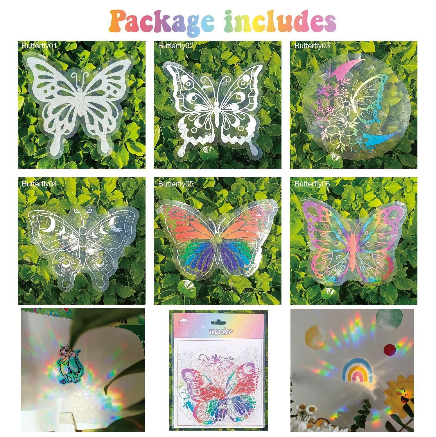 Rainbow 3D window clings for birds Strikes Prism Anti Collision Decals for home sun catcher sticker