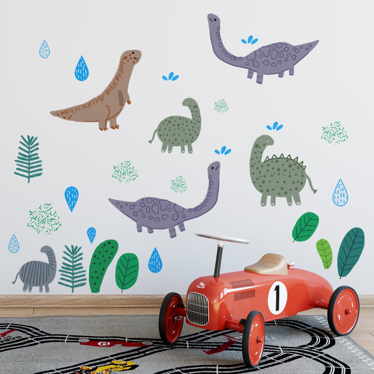 Factory Custom New Cartoon Animal Wall Sticker For Boys Bedroom Nursery Rome Wall Decals Cute Dinosaur Wall Stickers Wallpaper