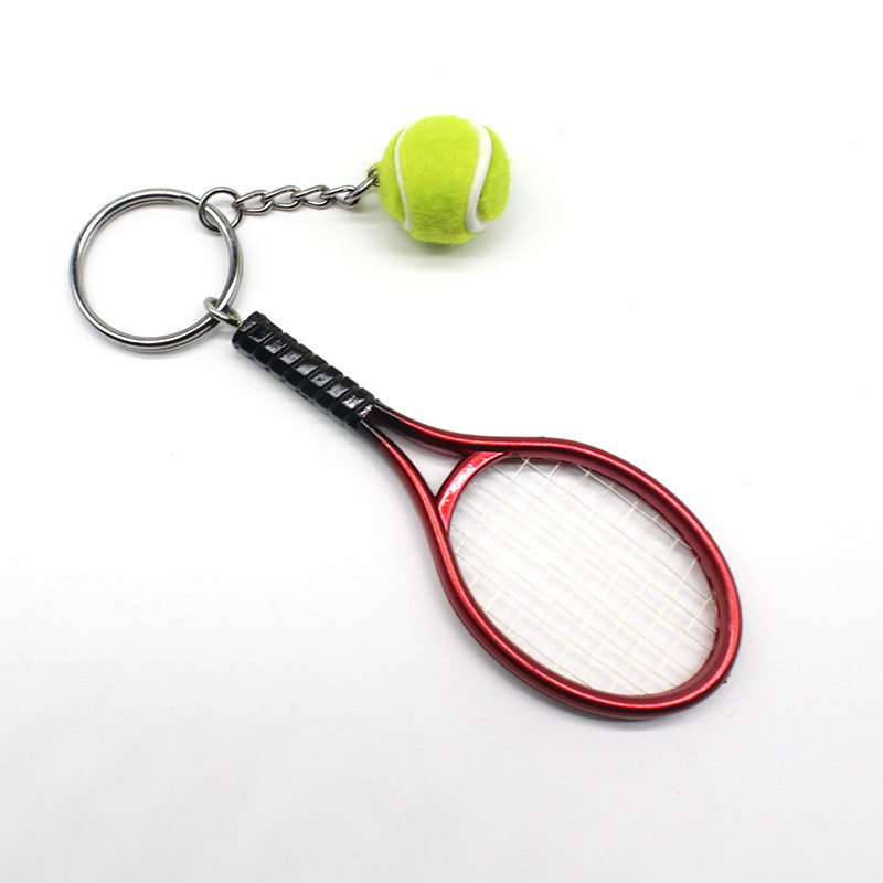 Cute Sport Mini Tennis Racket Pendant Keychain Keyring Key Chain Ring Finder Holer Accessories Gifts for Teenager Fan