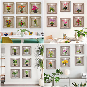 Hot selling Green Potted Plants Flowers Wall Stickers Bedroom Living Room Decoration Mural Decals Plants Wall Paper Home Decor