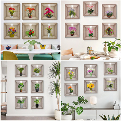 Hot selling Green Potted Plants Flowers Wall Stickers Bedroom Living Room Decoration Mural Decals Plants Wall Paper Home Decor