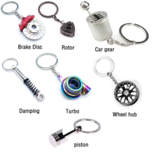 Custom Logo Automotive Car Parts Set Keychain PistonDisc Brake Rotor Turbo Metal Keychain for Promotion Gift