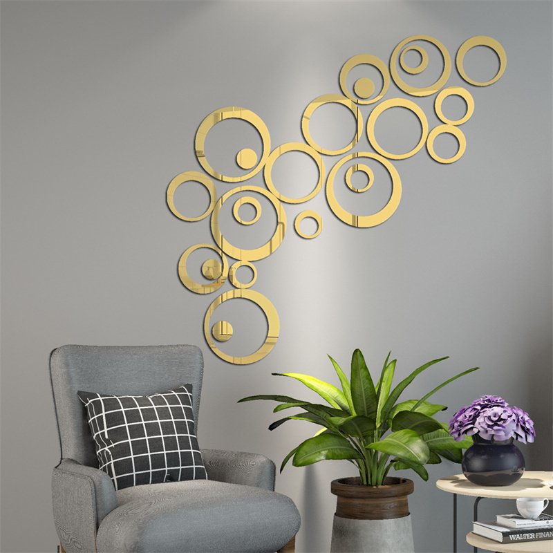 24pcs/set Round Circle Polka Dots Home Decor Acrylic Mirror Wall Sticker Art Mural For Living Room Bedroom Decoration