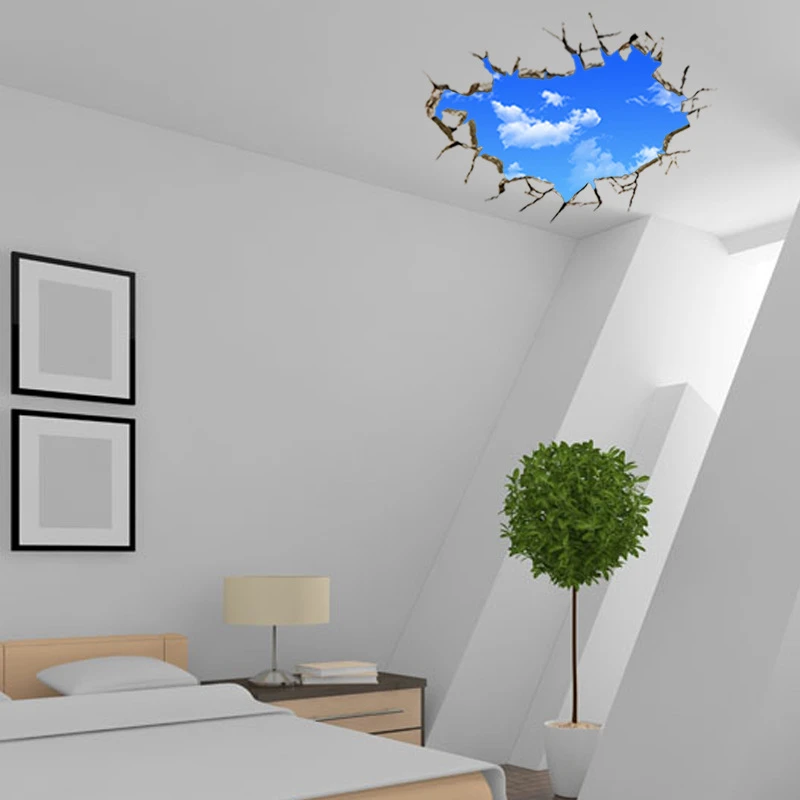 New 3D Blue Sky White Clouds Wall Sticker For Kids Rooms Ceiling Roof Wall Decal Home Decor Self-adhesive Floor Art Mural Poster