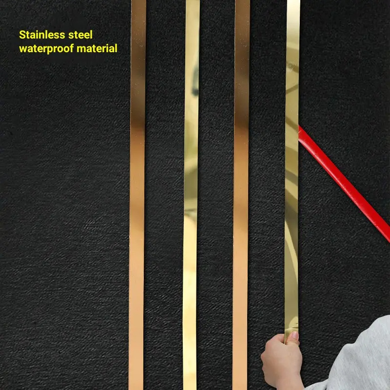 1M Stainless Steel Decoration Line Strip Mirror Stickers Room Decor for Wall Background Ceiling Waist Line Plane Tile Sticker