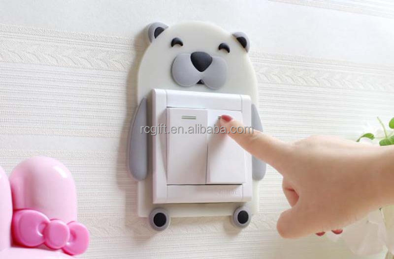 Cute Cartoon Switch Sticker Glow in Dark Wall Sticker Luminous Switch or Socket Soft Silicone Protect Cover On-Off Decor Sticker