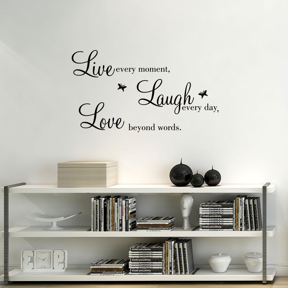 Live Laugh Love Butterfly Flower Wall Art Sticker Modern Wall Decals Quotes Vinyls Stickers Home Decor Living Room