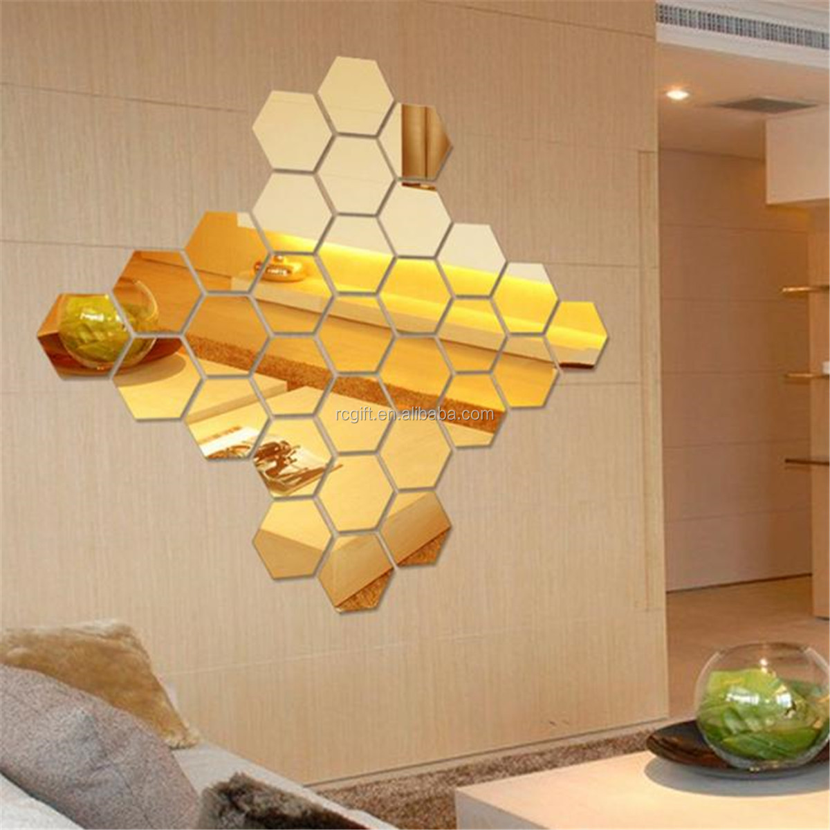 3D Mirror Wall Sticker Hexagon Vinyl Removable Wall Sticker Decal Home Decor Art DIY Living Room Art Decal