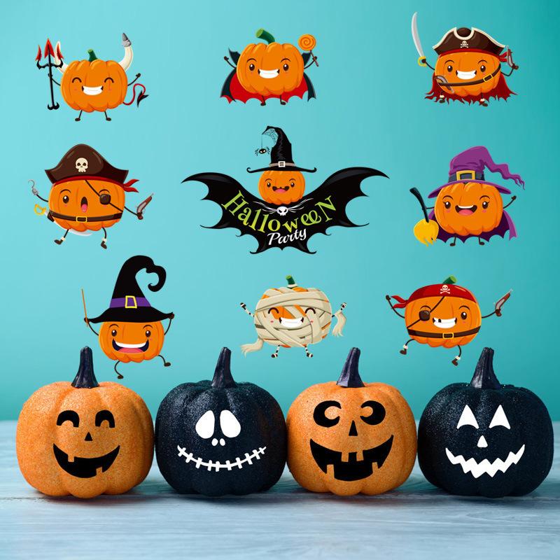 Halloween party window stickers Wall Sticker Horror Pumpkin Elements Decals Living Room Decorative Wallpaper