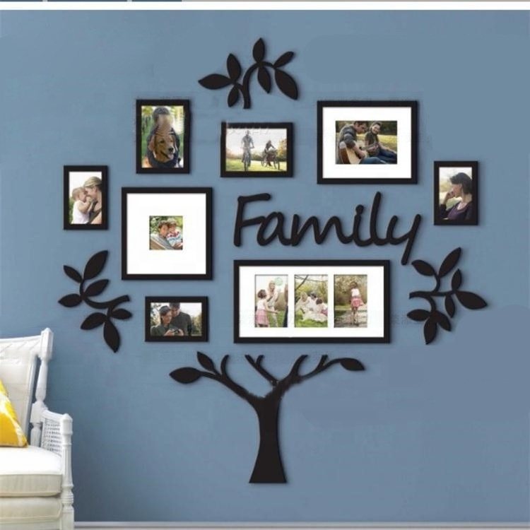 Modern Home Decor Black Photo Frame Tree Wall Stickers Family Tree Wall Decal Wallpaper For Living Room Dining Room Background