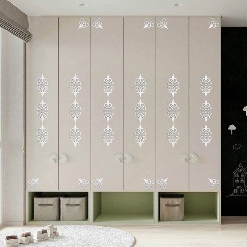 10pcs/set Diagonal 3D Acrylic Mirror Wall Stickers Home Decoration For Living Room Cupboard Border Mural Peel & Stick Wall Decor