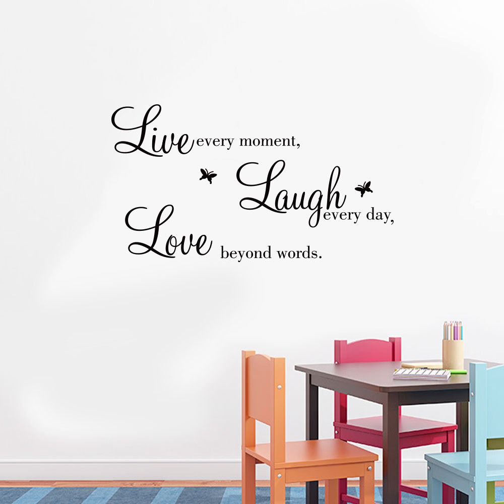 Live Laugh Love Butterfly Flower Wall Art Sticker Modern Wall Decals Quotes Vinyls Stickers Home Decor Living Room