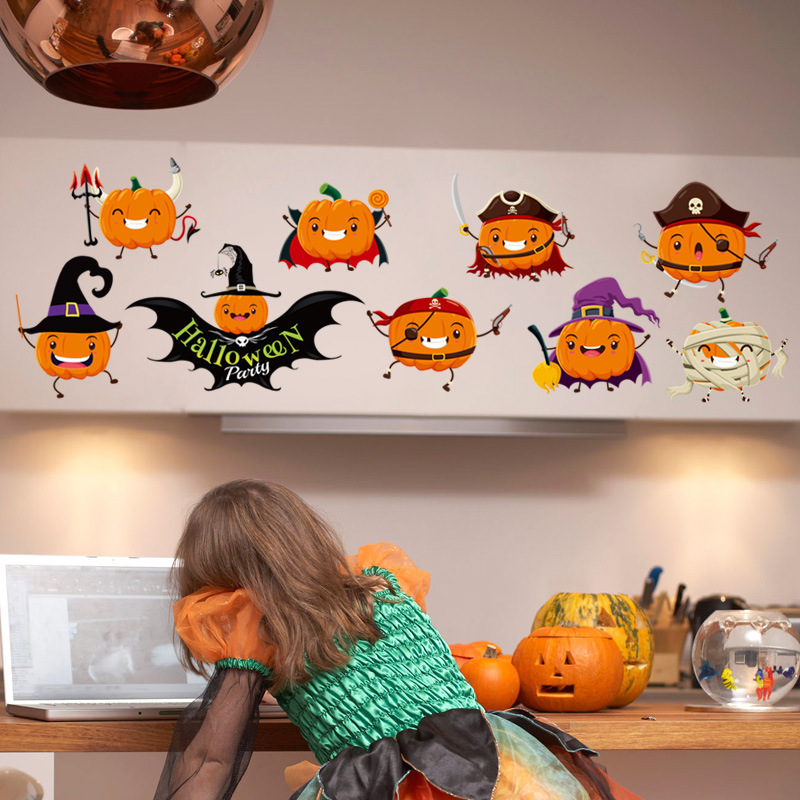 Halloween party window stickers Wall Sticker Horror Pumpkin Elements Decals Living Room Decorative Wallpaper