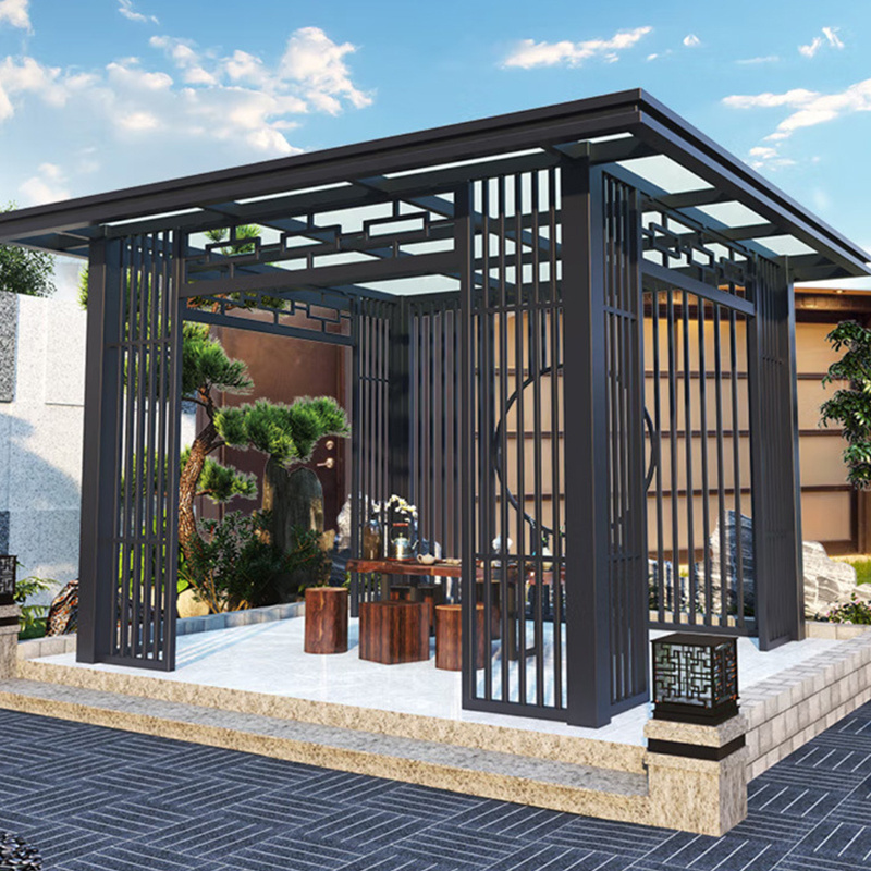 Factory Chinese Style Iron Gazebo Garden Pavilion Patio Modern Sunrooms Outdoor Gazebos