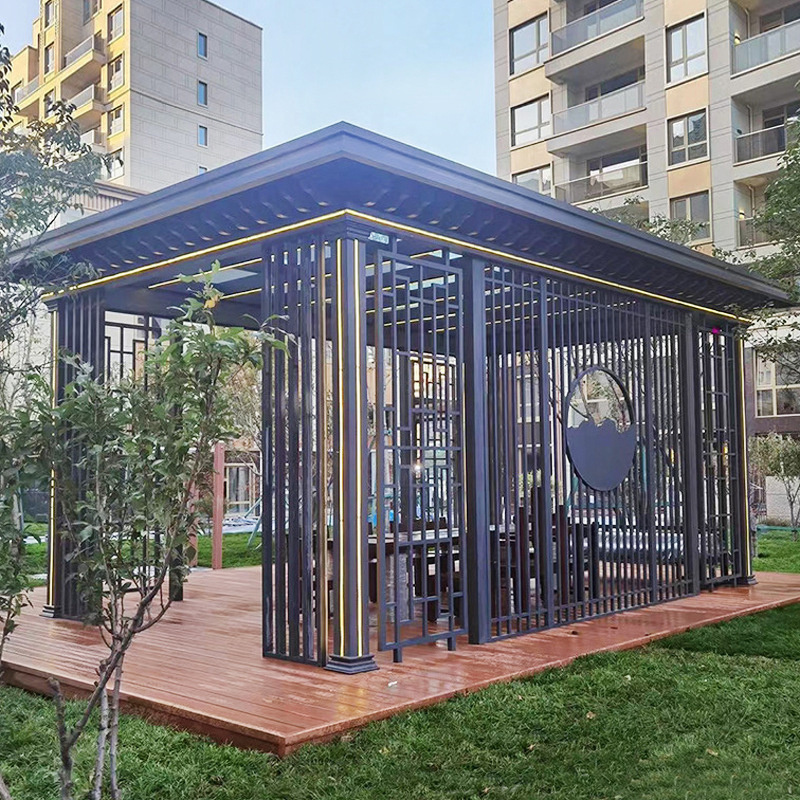 Factory Chinese Style Iron Gazebo Garden Pavilion Patio Modern Sunrooms Outdoor Gazebos