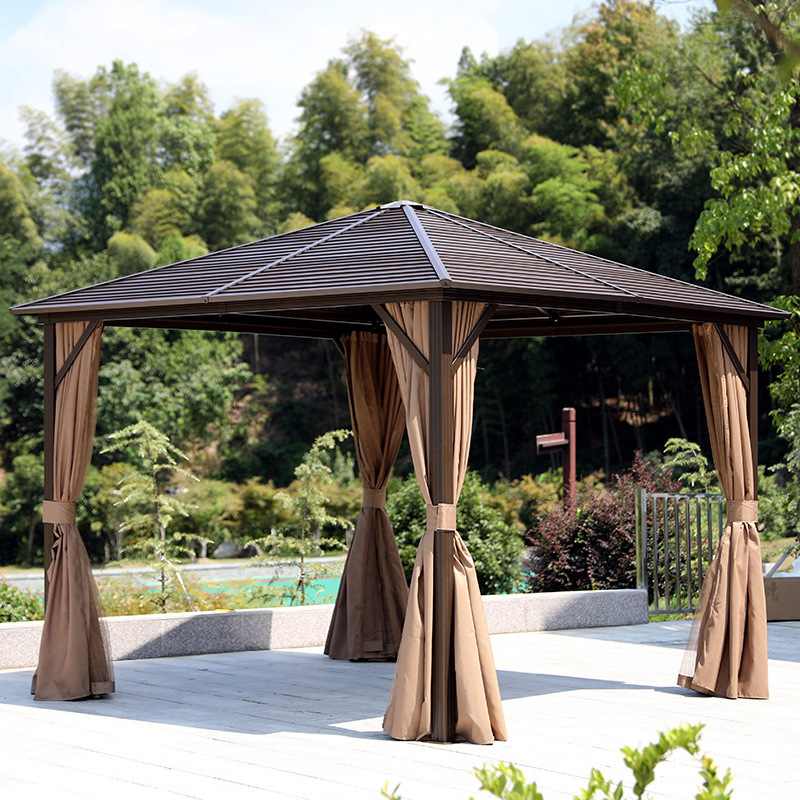 Factory Direct Steel Frame Gazebo Outdoor 4x4 Gazebo with Privacy Curtains Netting