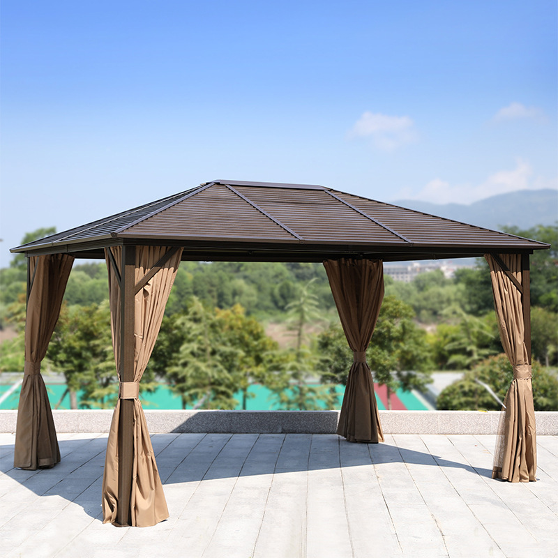 Factory Direct Steel Frame Gazebo Outdoor 4x4 Gazebo with Privacy Curtains Netting