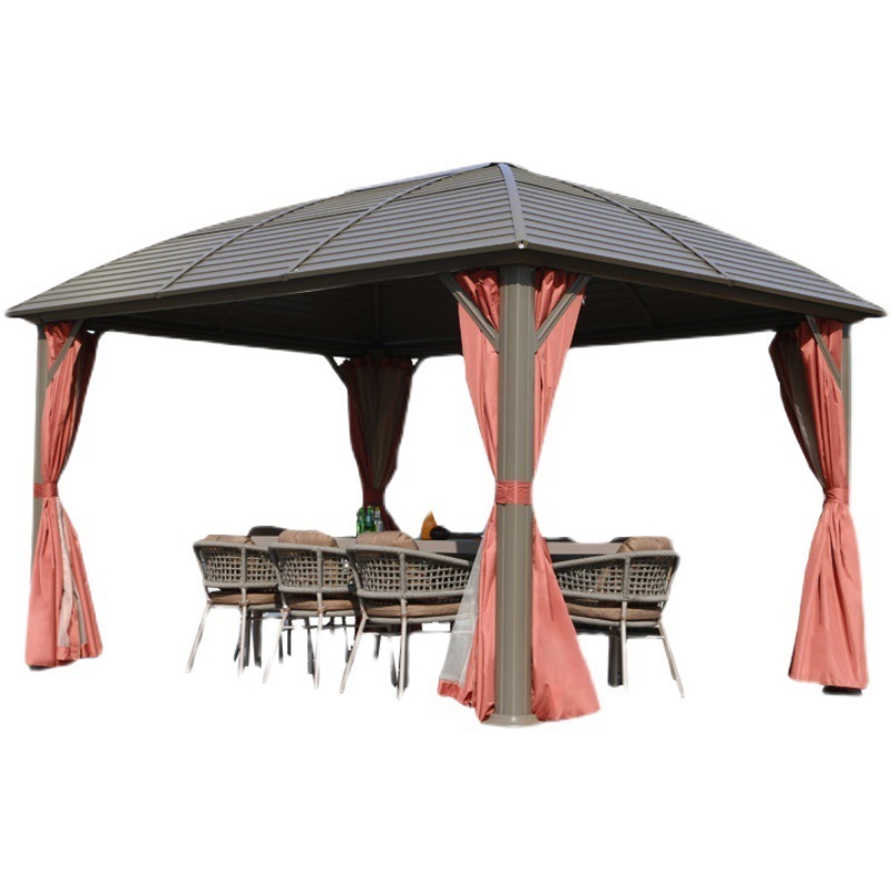 Factory Direct Steel Frame Gazebo Outdoor 4x4 Gazebo with Privacy Curtains Netting