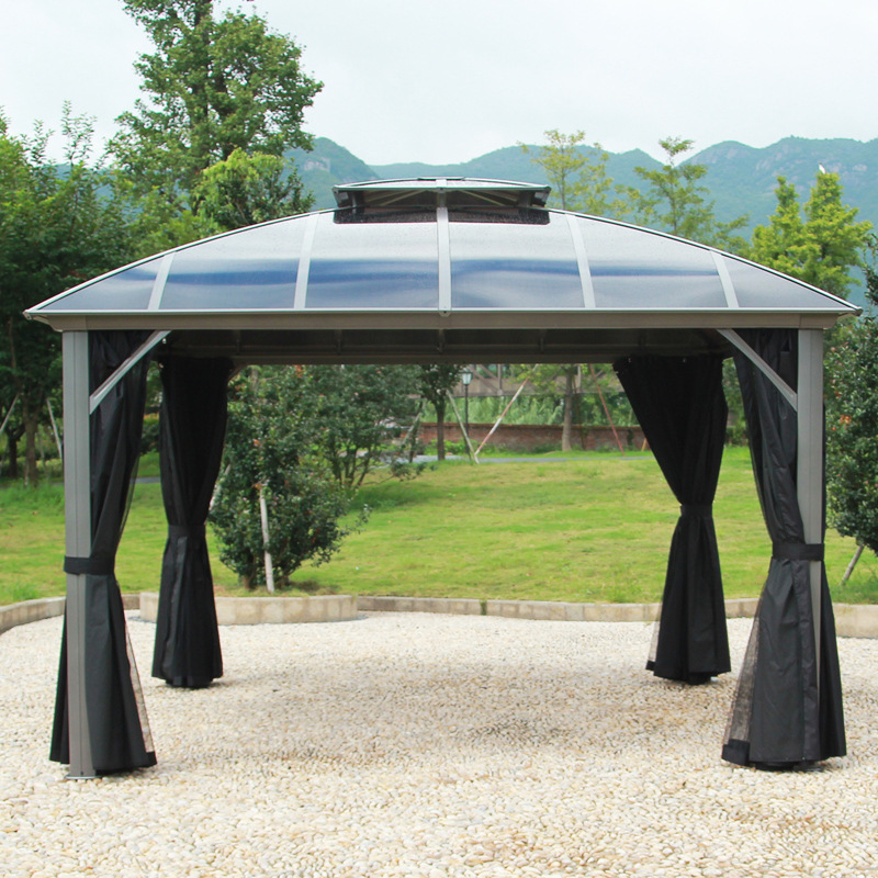 Manufacture Freestanding Waterproof Aluminum Pavilion Patio Gazebos Pergola Polycarbonate Roof Sunroom Green House Gazebo