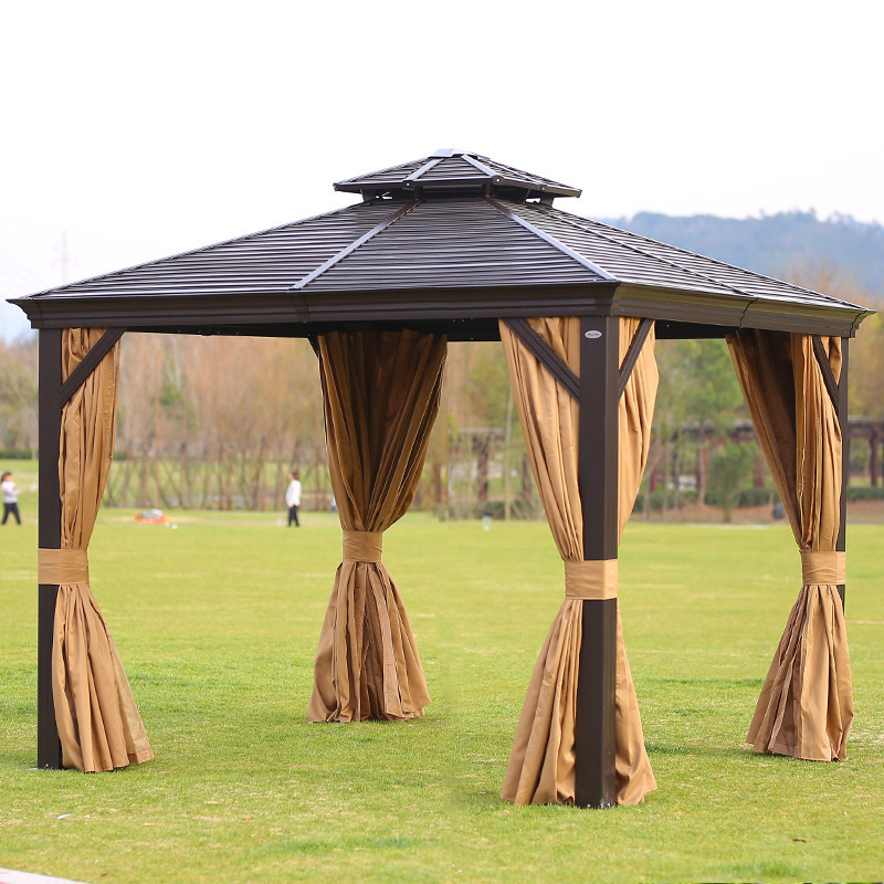 Manufacture Freestanding Waterproof Aluminum Pavilion Patio Gazebos Pergola Polycarbonate Roof Sunroom Green House Gazebo