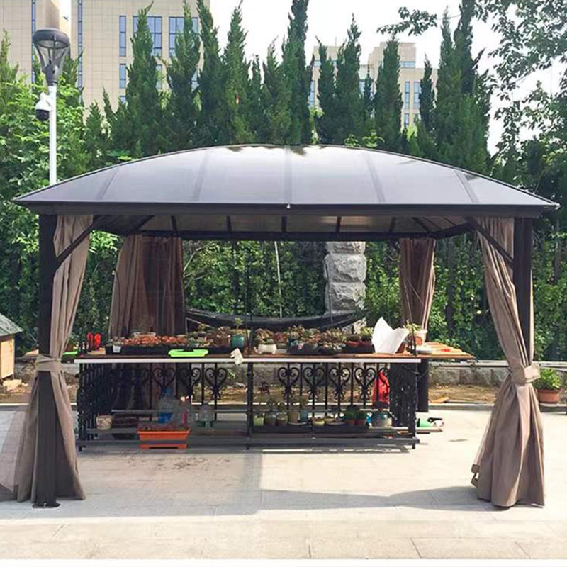 Factory Direct Customized Outdoor Garden Gazebos Roof Luxury Aluminium Hardtop Round Metal Garden Tent Roma Gazebos