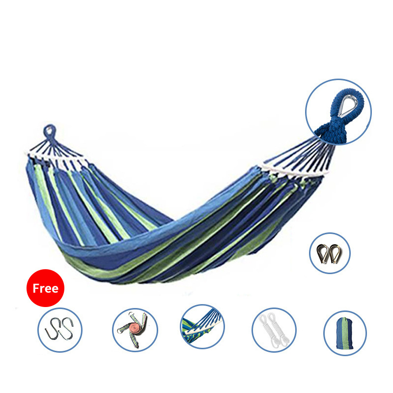 Manufacture Adult Multiple Colors Hammocks With Carry Bag Heavy Duty Cotton Canvas Luxury Hammock With Steel Stand