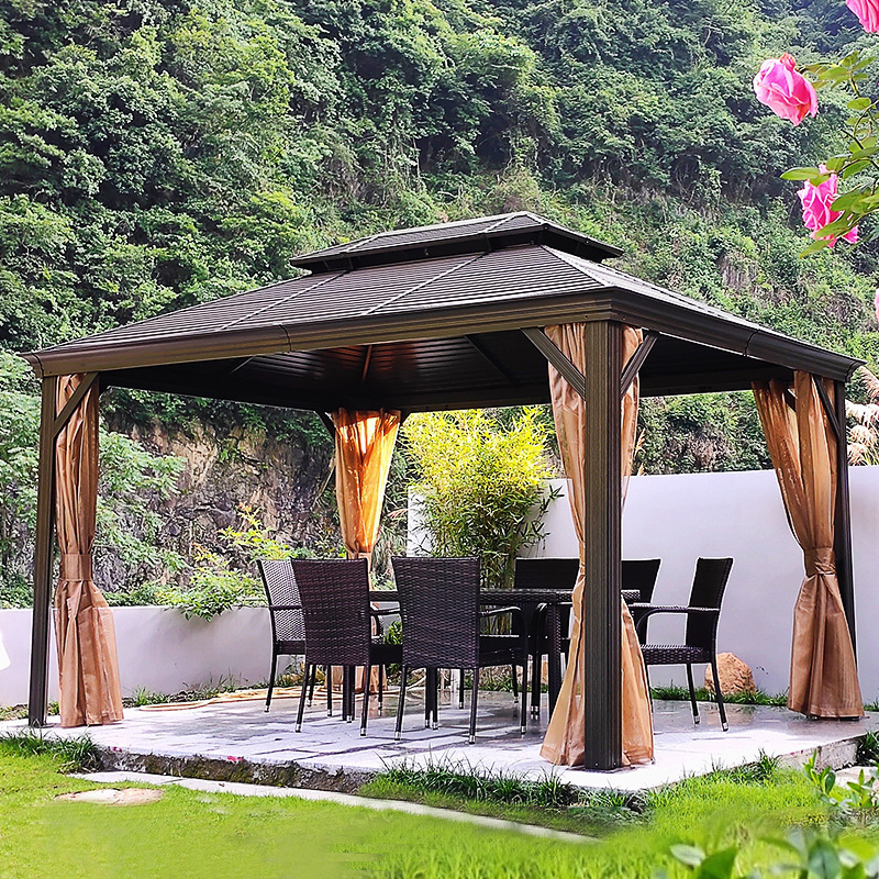 Manufacture Aluminum Gazebo Garden Party Large Canopy Tent Outdoor Hardtop Double Roof Gazebos