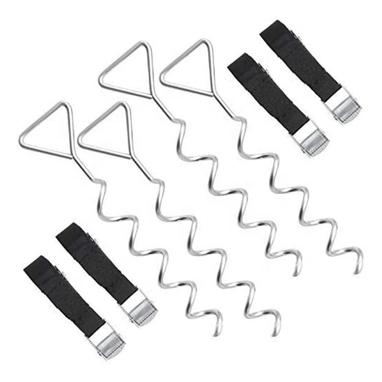 Trampoline Stakes Heavy Duty Trampoline Parts Corkscrew Shape Steel Stakes Anchor Kit for Trampolines