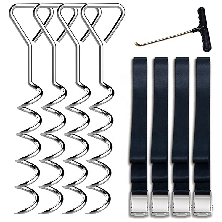 Trampoline Stakes Heavy Duty Trampoline Parts Corkscrew Shape Steel Stakes Anchor Kit for Trampolines